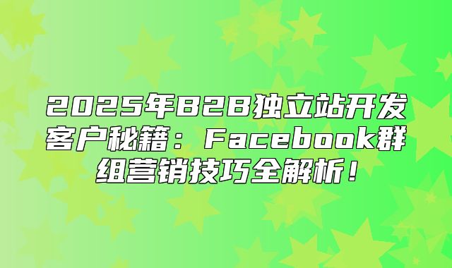 2025年B2B独立站开发客户秘籍：Facebook群组营销技巧全解析！