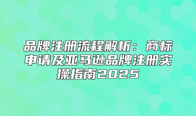 品牌注册流程解析：商标申请及亚马逊品牌注册实操指南2025