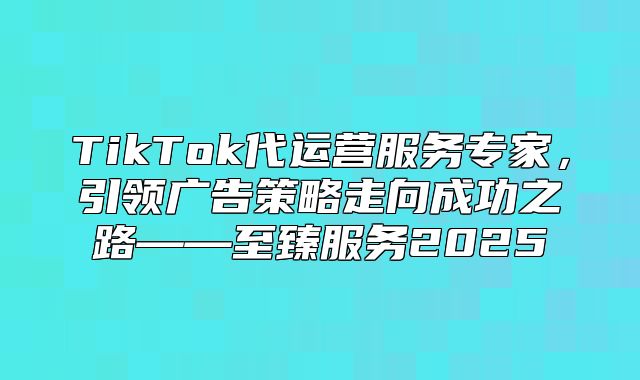 TikTok代运营服务专家，引领广告策略走向成功之路——至臻服务2025