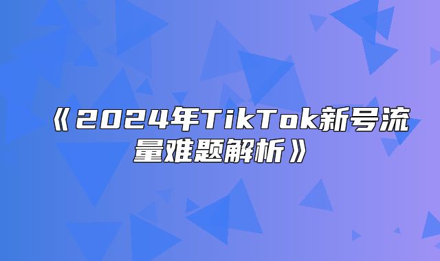 2025年TikTok新号流量难题解析