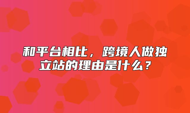和平台相比，跨境人做独立站的理由是什么？