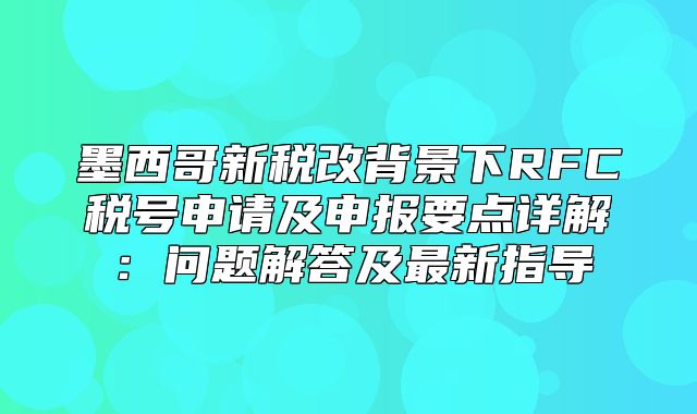 墨西哥新税改背景下RFC税号申请及申报要点详解：问题解答及最新指导