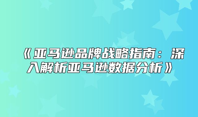 亚马逊品牌战略指南：深入解析亚马逊数据分析
