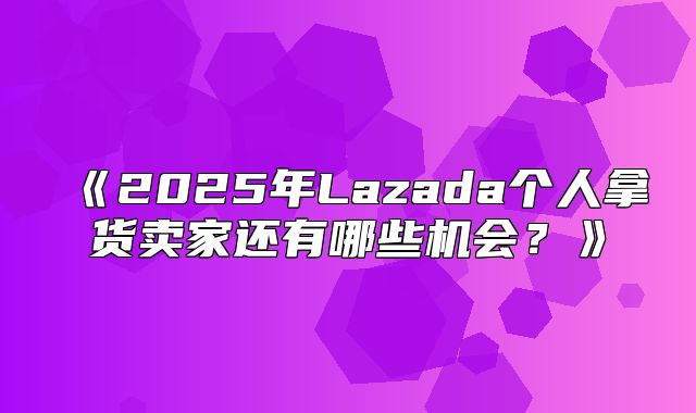 2025年Lazada个人拿货卖家还有哪些机会？