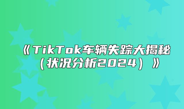 TikTok车辆失踪大揭秘状况分析2025