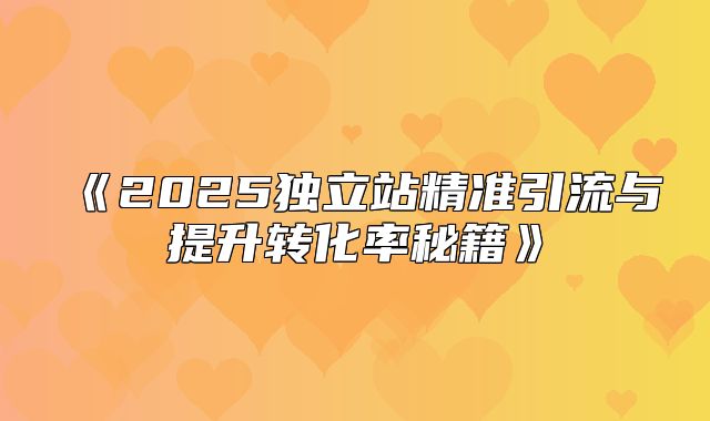 2025独立站精准引流与提升转化率秘籍