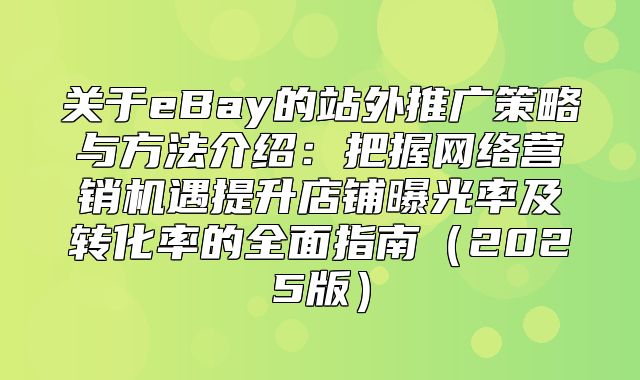 关于eBay的站外推广策略与方法介绍：把握网络营销机遇提升店铺曝光率及转化率的全面指南2025版