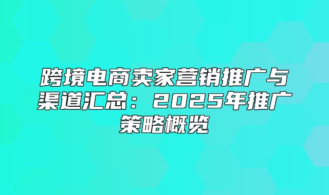 跨境电商卖家营销推广与渠道汇总：2025年推广策略概览