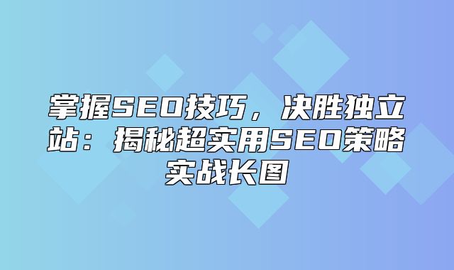 掌握SEO技巧，决胜独立站：揭秘超实用SEO策略实战长图