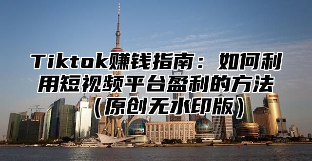 Tiktok赚钱指南：如何利用短视频平台盈利的方法原创无水印版