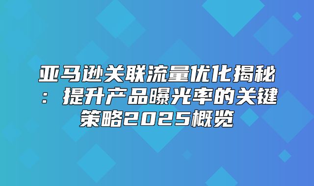 亚马逊关联流量优化揭秘：提升产品曝光率的关键策略2025概览