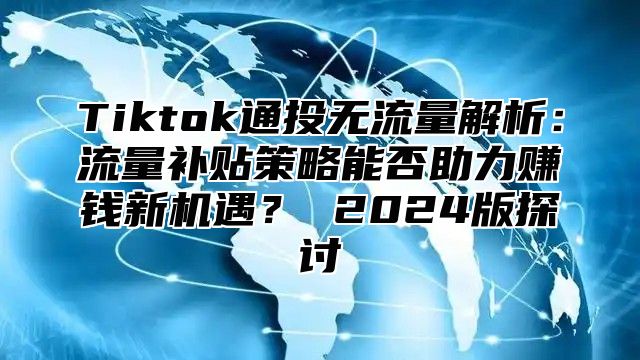 Tiktok通投无流量解析：流量补贴策略能否助力赚钱新机遇？ 2025版探讨