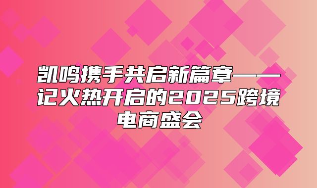 凯鸣携手共启新篇章——记火热开启的2025跨境电商盛会
