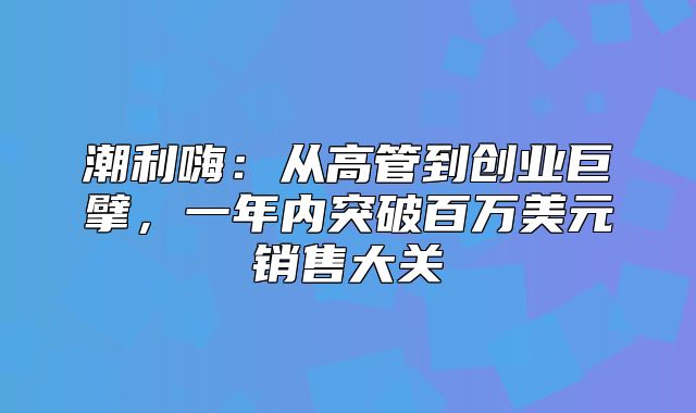潮利嗨：从高管到创业巨擘，一年内突破百万美元销售大关