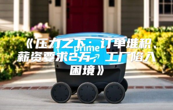 压力之下：订单堆积、薪资要求2万，工厂陷入困境