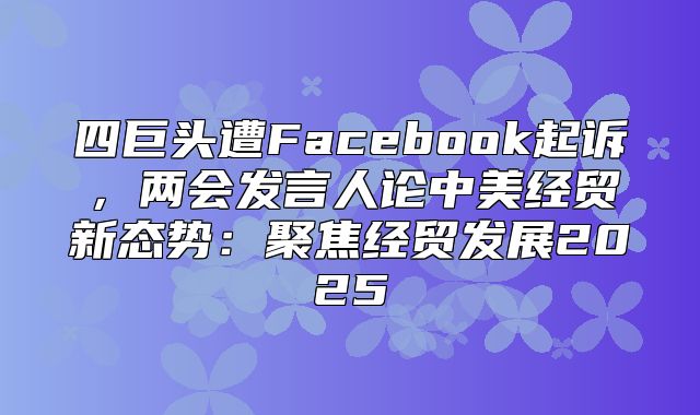 四巨头遭Facebook起诉，两会发言人论中美经贸新态势：聚焦经贸发展2025