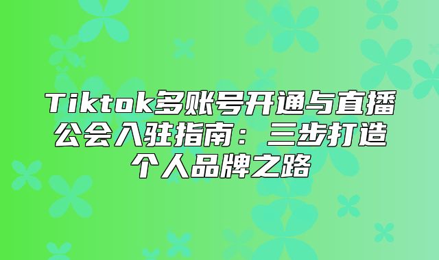 Tiktok多账号开通与直播公会入驻指南：三步打造个人品牌之路