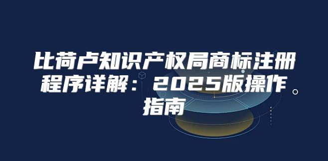 比荷卢知识产权局商标注册程序详解：2025版操作指南
