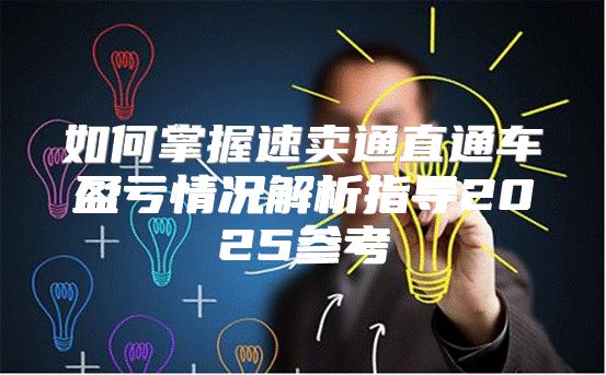 如何掌握速卖通直通车盈亏情况解析指导2025参考