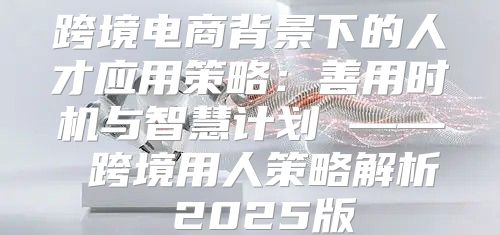 跨境电商背景下的人才应用策略：善用时机与智慧计划 —— 跨境用人策略解析 2025版