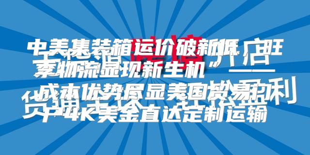 中美集装箱运价破新低，旺季物流显现新生机”——成本优势尽显美国贸易门户4K美金直达定制运输