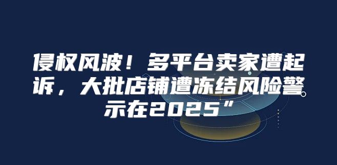 侵权风波！多平台卖家遭起诉，大批店铺遭冻结风险警示在2025”