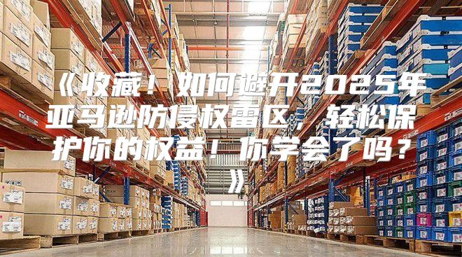 收藏！如何避开2025年亚马逊防侵权雷区，轻松保护你的权益！你学会了吗？