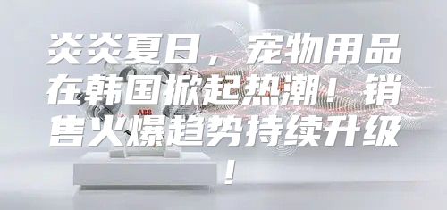 炎炎夏日，宠物用品在韩国掀起热潮！销售火爆趋势持续升级！