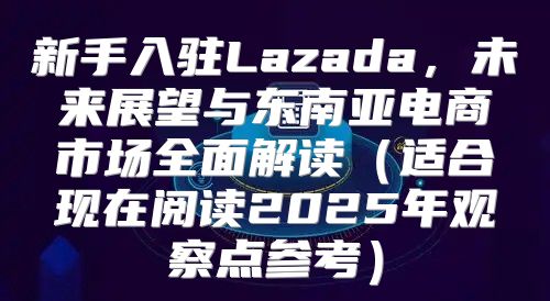 新手入驻Lazada，未来展望与东南亚电商市场全面解读适合现在阅读2025年观察点参考