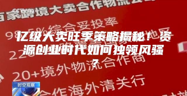 亿级大卖旺季策略揭秘！资源创业时代如何独领风骚？