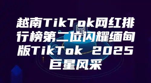 越南TikTok网红排行榜第二位闪耀缅甸版TikTok 2025巨星风采