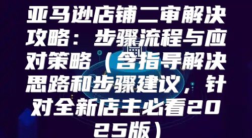 亚马逊店铺二审解决攻略：步骤流程与应对策略含指导解决思路和步骤建议，针对全新店主必看2025版