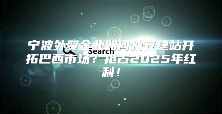 宁波外贸企业如何独立建站开拓巴西市场？抢占2025年红利！