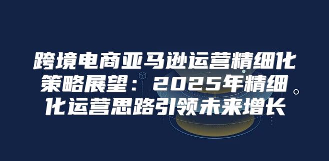 跨境电商亚马逊运营精细化策略展望：2025年精细化运营思路引领未来增长