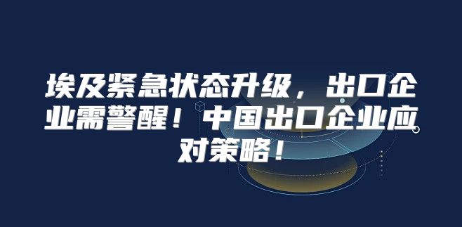 埃及紧急状态升级，出口企业需警醒！中国出口企业应对策略！