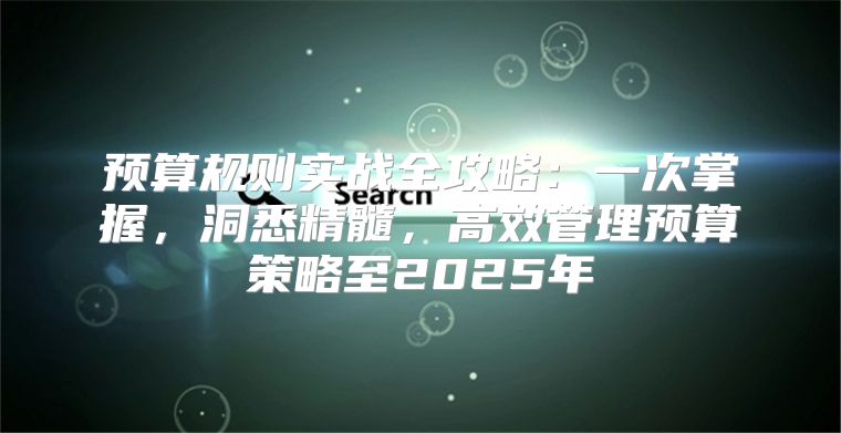 预算规则实战全攻略：一次掌握，洞悉精髓，高效管理预算策略至2025年