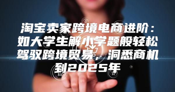 淘宝卖家跨境电商进阶：如大学生解小学题般轻松驾驭跨境贸易，洞悉商机到2025年