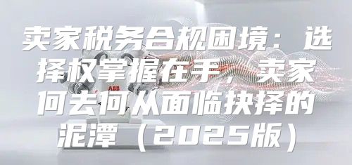 卖家税务合规困境：选择权掌握在手，卖家何去何从面临抉择的泥潭2025版