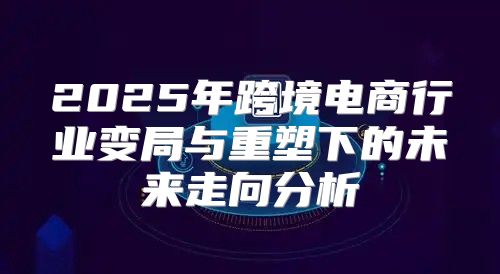 2025年跨境电商行业变局与重塑下的未来走向分析