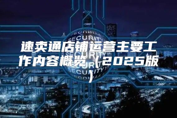 速卖通店铺运营主要工作内容概览2025版