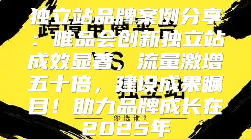 独立站品牌案例分享：唯品会创新独立站成效显著，流量激增五十倍，建设成果瞩目！助力品牌成长在2025年