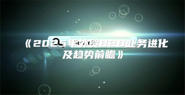 2025年外贸B2B业务进化及趋势前瞻