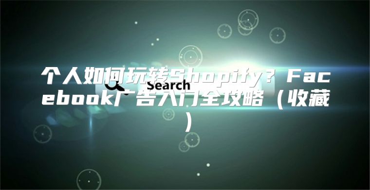 个人如何玩转Shopify？Facebook广告入门全攻略收藏