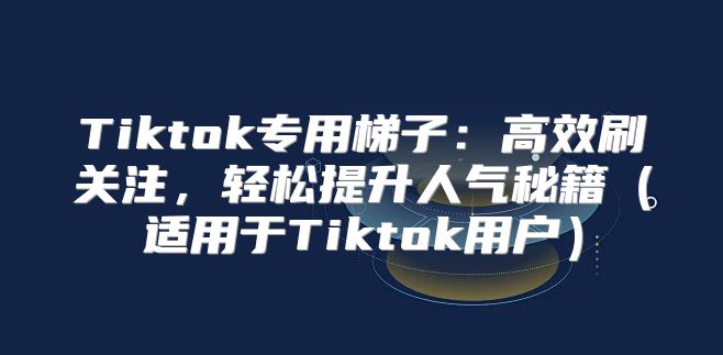Tiktok专用梯子：高效刷关注，轻松提升人气秘籍适用于Tiktok用户
