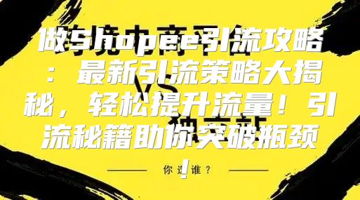 做Shopee引流攻略：最新引流策略大揭秘，轻松提升流量！引流秘籍助你突破瓶颈！