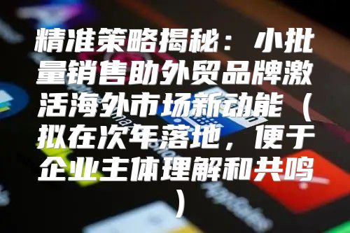 精准策略揭秘：小批量销售助外贸品牌激活海外市场新动能拟在次年落地，便于企业主体理解和共鸣