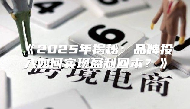 2025年揭秘：品牌投入如何实现盈利回本？