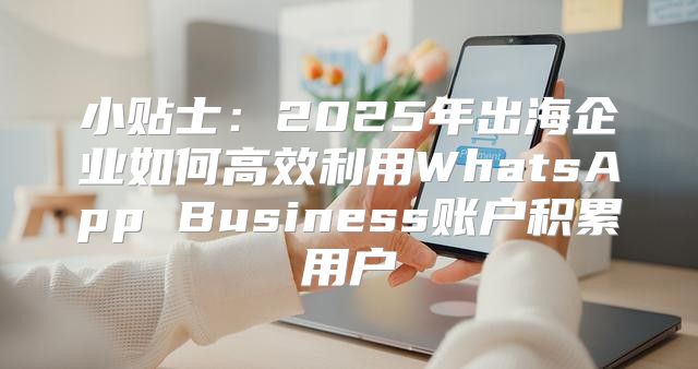 小贴士：2025年出海企业如何高效利用WhatsApp Business账户积累用户