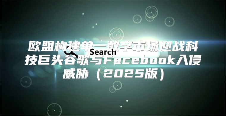 欧盟构建单一数字市场迎战科技巨头谷歌与Facebook入侵威胁2025版