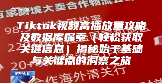 Tiktok视频高播放量攻略及数据库探索轻松获取关键信息揭秘始于基础与关键点的洞察之旅